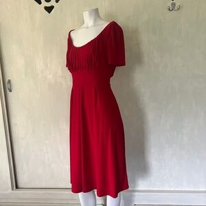 French girl red dress